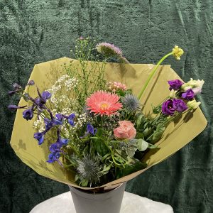 Roze/paars/wit plukboeket